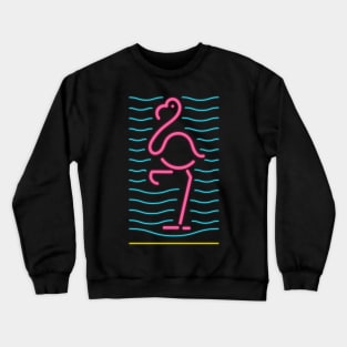 80's Gift 80s Retro Neon Sign Pink Flamingo Crewneck Sweatshirt